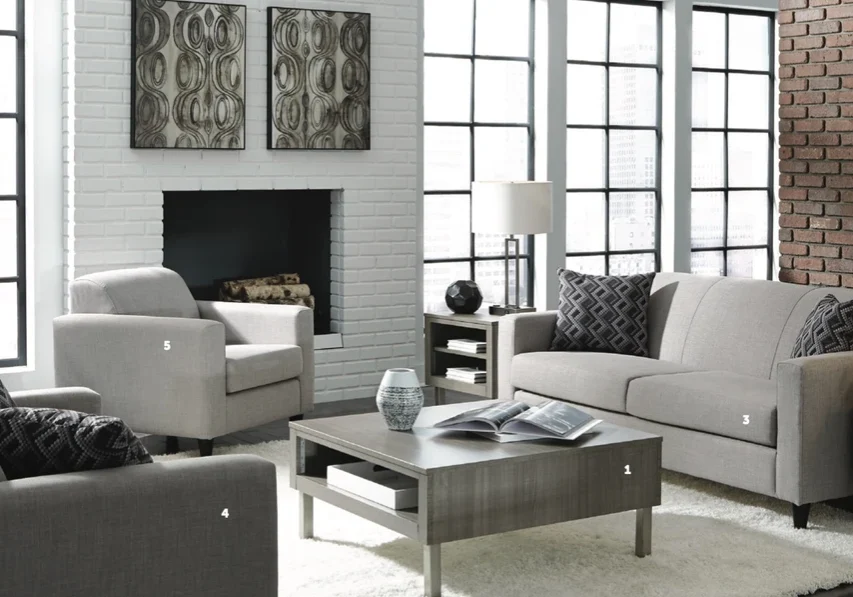 Living room with fireplace